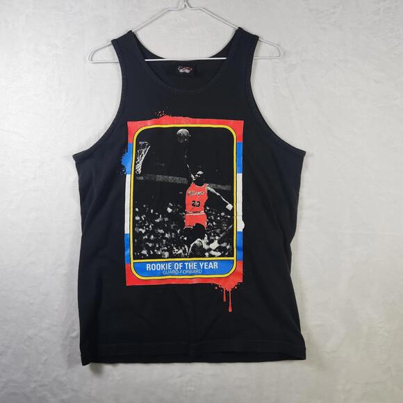 Michael Jordan Rookie Card Tank Top Black Size Medium Streetwear Retro - Picture 1 of 7